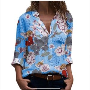 FLOWER PRINTED LONG SLEEVE TOP